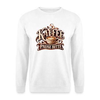 Kaffeeliebe mit Ruhe Geschenk für Kaffeeliebhaber - Unisex Pullover - Weiß - Vorne - Alina (178cm) & Michal (187cm)