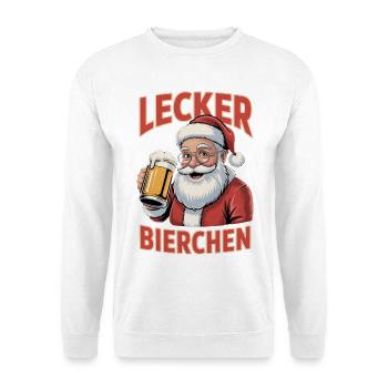 Lecker Bierchen Santa - Unisex Pullover - Weiß - Vorne - Alina (178cm) & Michal (187cm)