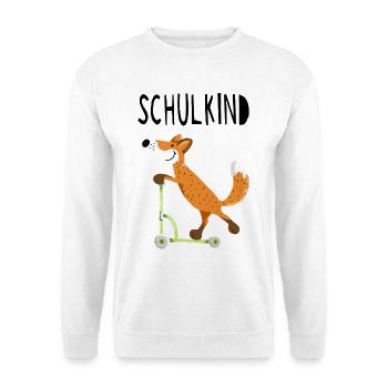 Endlich Schuldkind - Kleiner Fuchs mit Roller - Unisex Pullover - Weiß - Vorne
