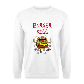 Fleischfresser Hamburger - Unisex Pullover - Weiß - Vorne - Alina (178cm) & Michal (187cm)