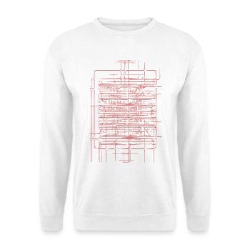 Geometrische Pinklinien Textur - Unisex Pullover - Weiß - Vorne - Alina (178cm) & Michal (187cm)