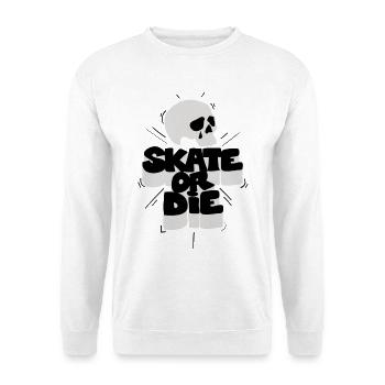Skate Or Die – urbanes Skateboard-Design - Unisex Pullover - Weiß - Vorne - Alina (178cm) & Michal (187cm)
