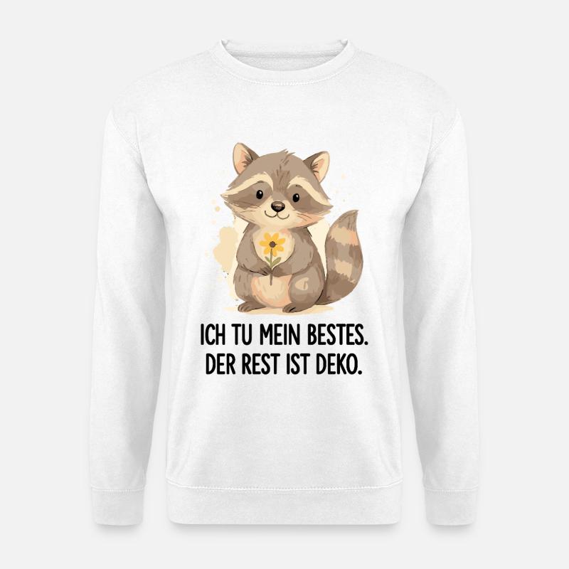 Waschbär mit Blume – Sanft - Unisex Pullover - Weiß