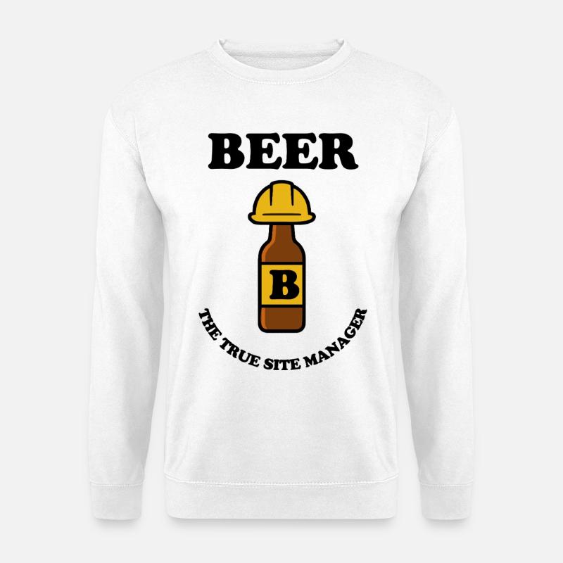 Beer bottle with construction helmet - Unisex Pullover - Weiß