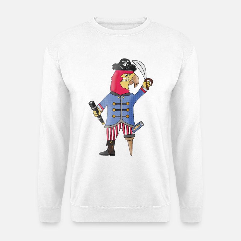 Federn voraus der Piraten Papagei - Unisex Pullover - Weiß