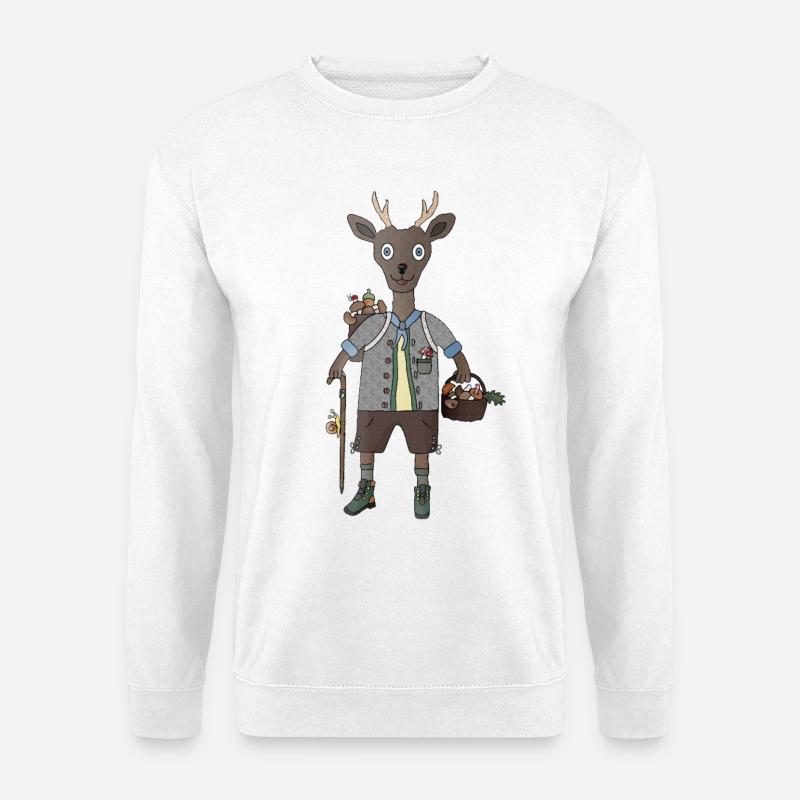 Waldzauber mit Reh und Pilz - Unisex Pullover - Weiß
