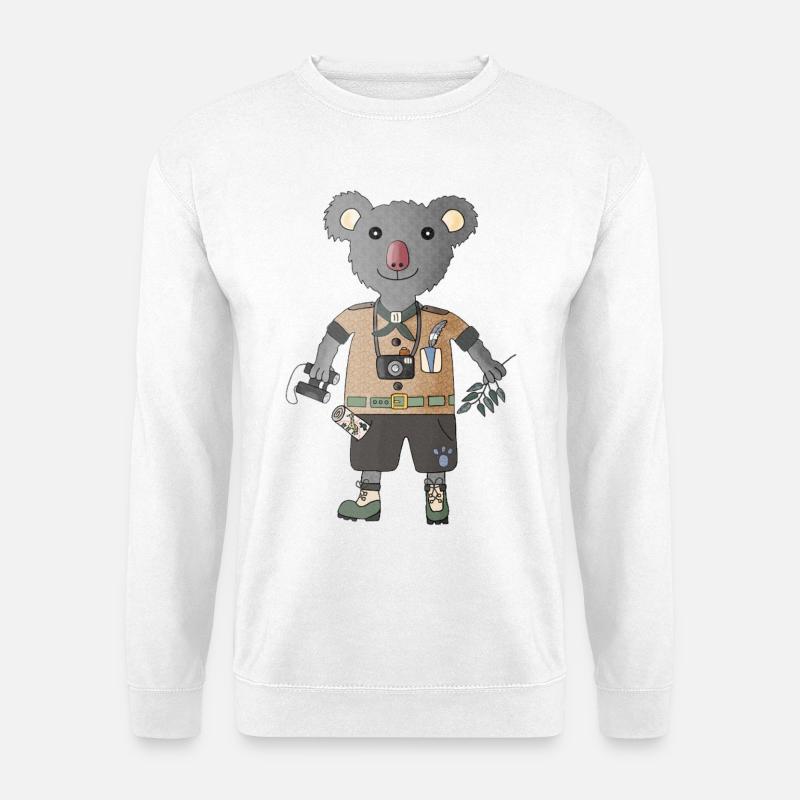 Koala Explorer Safari mit Eukalyptus - Unisex Pullover - Weiß