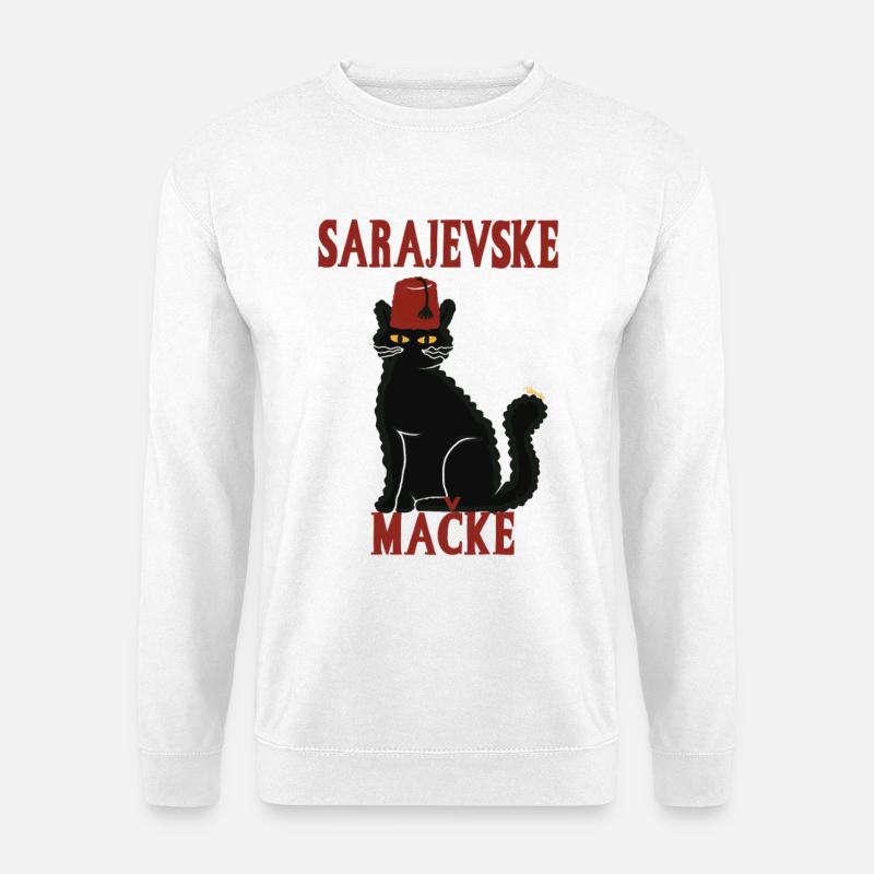Katze Sarajevo Fez - Unisex Pullover - Weiß