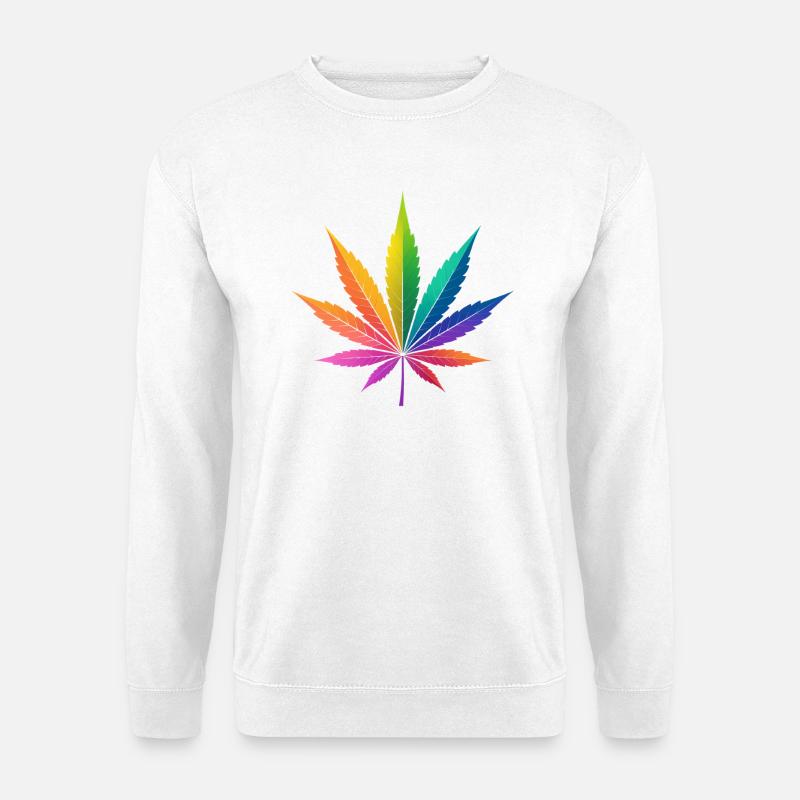 Regenbogen Cannabisblatt Kunst - Unisex Pullover - Weiß
