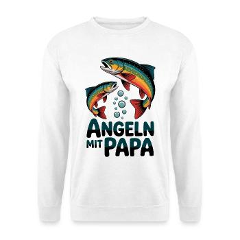 Angeln mit Papa - bunte Forellen - Unisex Pullover - Weiß - Vorne