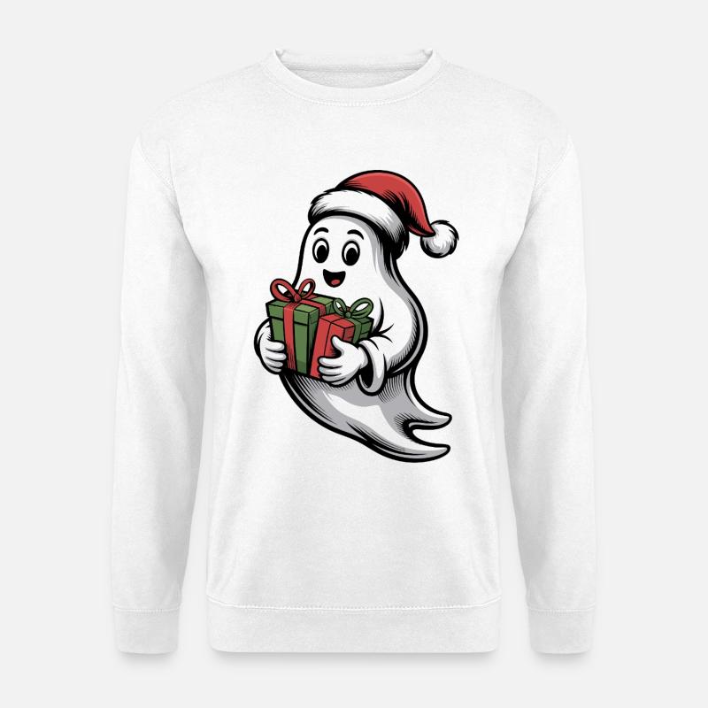 Weihnachtsgeist mit Geschenk - Unisex Pullover - Weiß