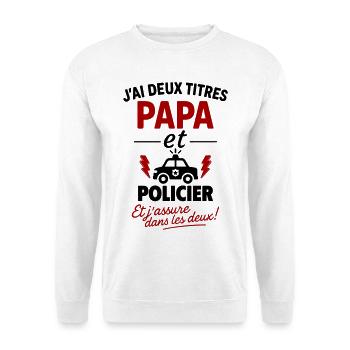 Vater-und-Polizist-Weihnachts-Vatertagsgeschenk-Idee - Unisex Pullover - Weiß - Vorne