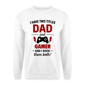 Papa Gamer Zwei Titel Lustig - Unisex Pullover - Weiß - Vorne