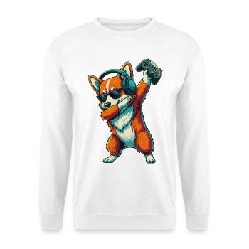 Gamer Corgi Hund spielt Videospiele Kunst - Unisex Pullover - Weiß - Vorne