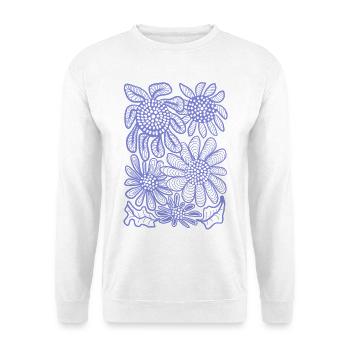 Blütenmuster - Unisex Pullover - Weiß - Vorne