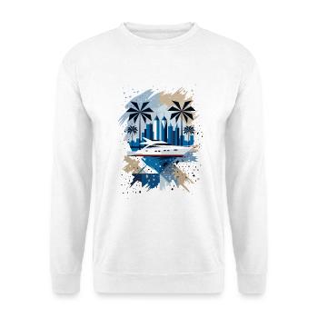 Modern Yacht & City Panorama – Stylish Design - Unisex Sweatshirt - white - Front
