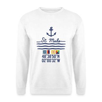 Ancre et Côtes de Saint-Malo - Sweat-shirt Unisexe - blanc - Devant