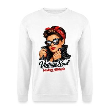 Attitude Soul Moderne Vintage – Pin-Up cool - Sweat-shirt Unisexe - blanc - Devant