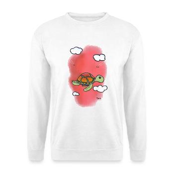 Fliegende Schildkröte im Wolkenrot - Unisex Pullover - Weiß - Vorne