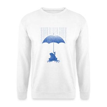 Frosch mit Regenschirm im Regen - Unisex Pullover - Weiß - Vorne