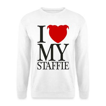 I Love My Staffie With Heart Head - 008b - Unisex Sweatshirt - white - Front