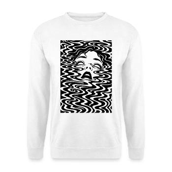 Dissolved – Egodeath – Psychedelische Illustration - Unisex Pullover - Weiß - Vorne - Alina (178cm) & Michal (187cm)