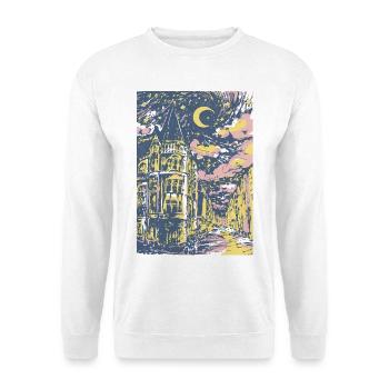 STADT BEI NACHT - Unisex Pullover - Weiß - Vorne - Alina (178cm) & Michal (187cm)