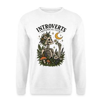 Introverts Botanischer Club Skeleton - Unisex Pullover - Weiß - Vorne - Alina (178cm) & Michal (187cm)