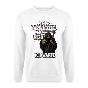 Sensenmann der Nacht - Unisex Pullover - Weiß - Vorne - Alina (178cm) & Michal (187cm)