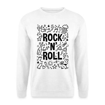 Rock 'n' Roll (Musik / Party / Scribble / Black) - Unisex Pullover - Weiß - Vorne - Alina (178cm) & Michal (187cm)