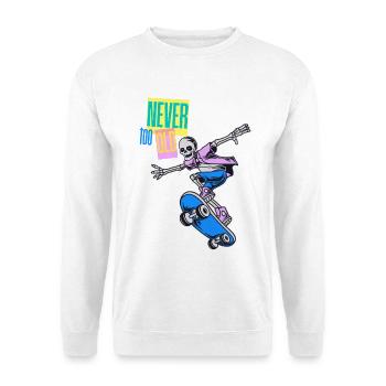 Oldschool Skater – Never too old - Unisex Pullover - Weiß - Vorne - Alina (178cm) & Michal (187cm)