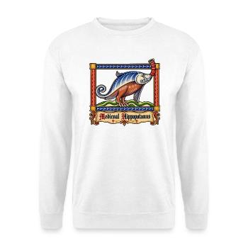 Das mittelalterliche Nilpferd - Unisex Pullover - Weiß - Vorne - Alina (178cm) & Michal (187cm)