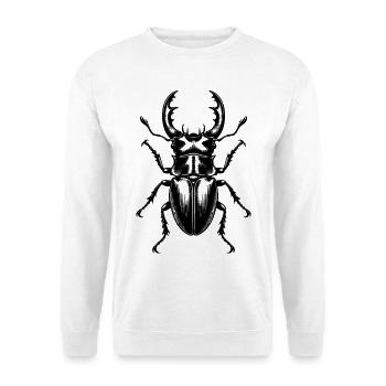 Hirschkäfer – Detaillierte Schwarz Weiß Gravur - Unisex Pullover - Weiß - Vorne - Alina (178cm) & Michal (187cm)