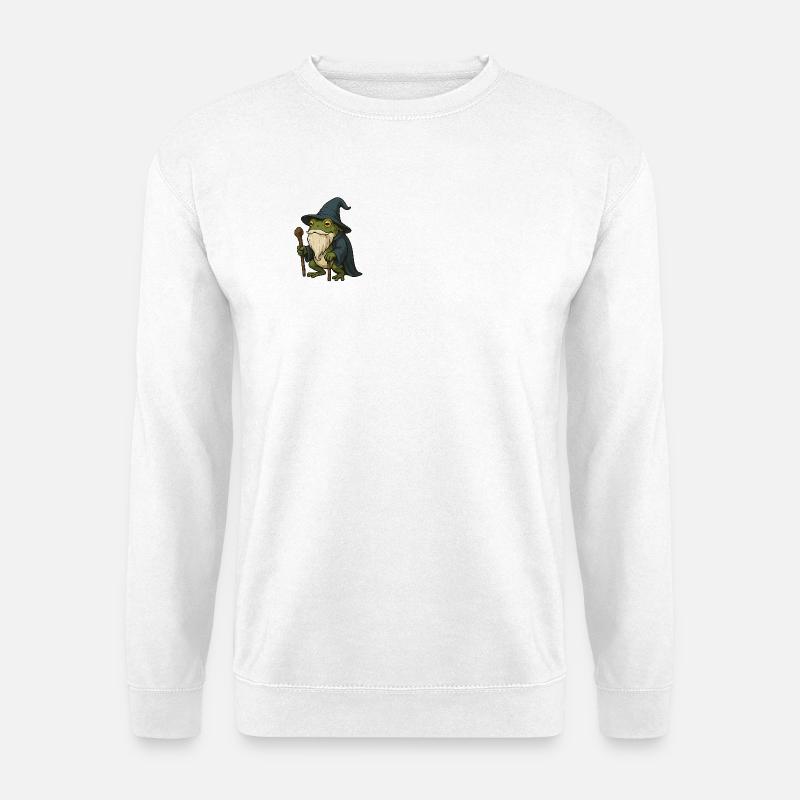 Wise bearded frog with magic hat - Unisex Sweatshirt - white