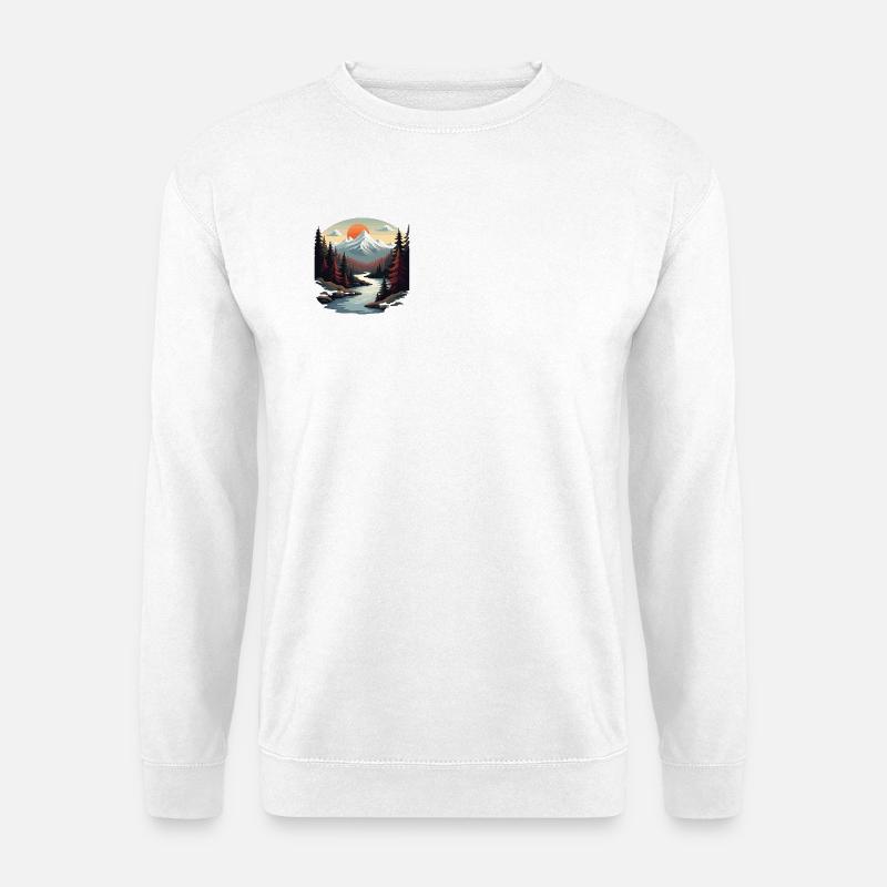 Gebirgsparadies mit Sonnenuntergang - Unisex Pullover - Weiß