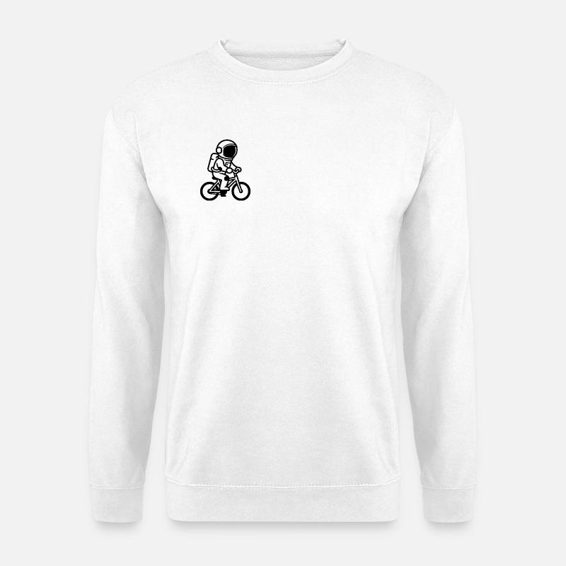 Astronaut auf Fahrrad Linienstil - Unisex Pullover - Weiß