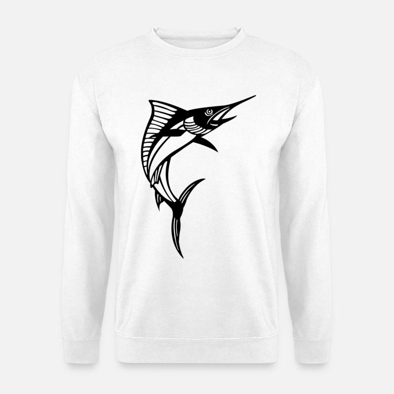 Schwarzer Schwertfisch - Unisex Pullover - Weiß