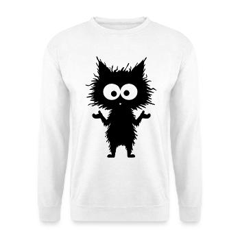 Funny Black Cat - Shrug - No Matter - Unisex Sweatshirt - white - Front