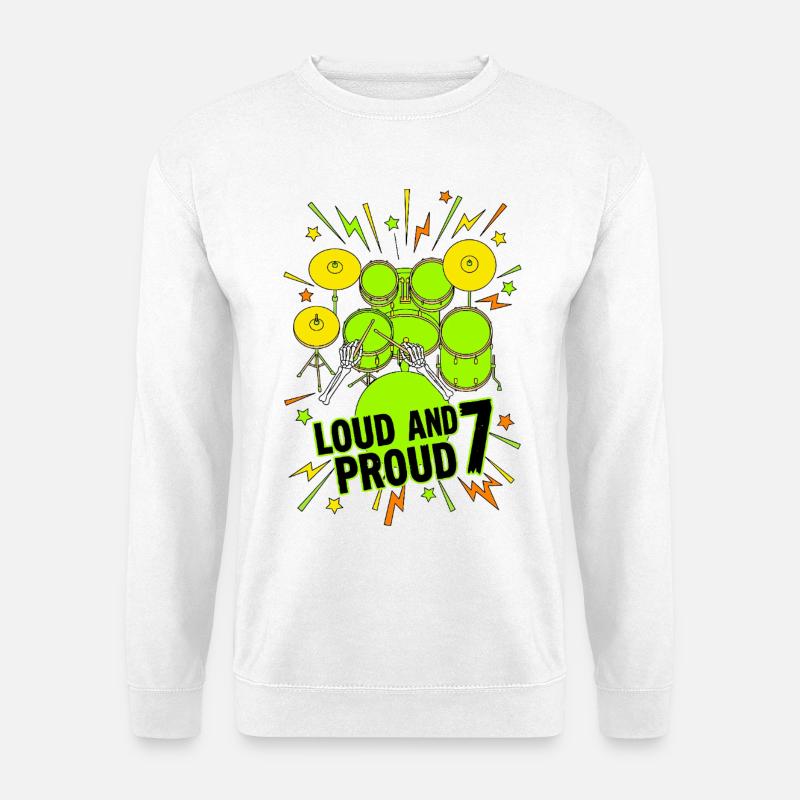 Loud And Proud 7 Schlagzeug - Unisex Pullover - Weiß