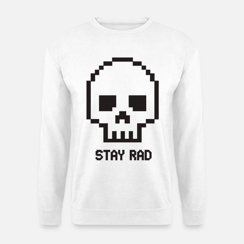 Pixel-Schädel Stay Rad - Unisex Pullover - Weiß