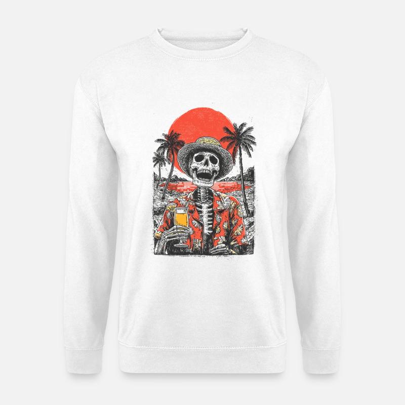 Skelett am Strand - Unisex Pullover - Weiß