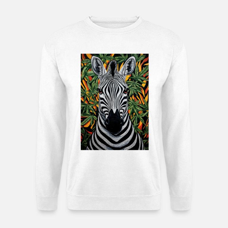 Zebra nella giungla della cannabis - Felpa unisex - bianco