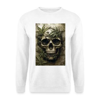 Crâne avec des feuilles de chanvre - Sweat-shirt Unisexe - blanc - Devant