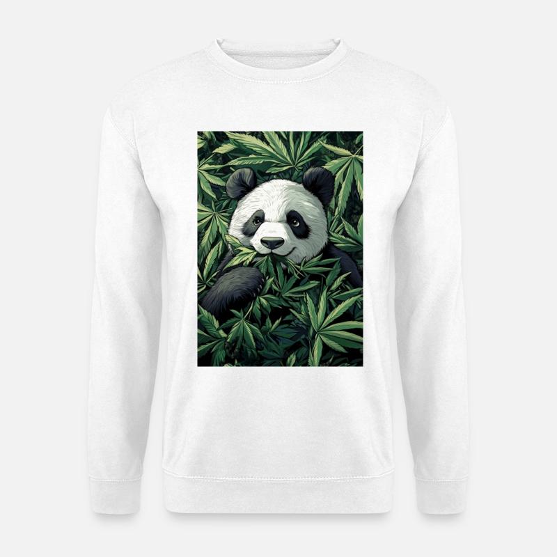 Panda im Cannabisblatt Traum - Unisex Pullover - Weiß