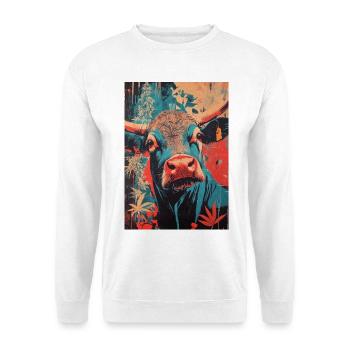 Psychedelische Kuh im Pop-Art Stil - Unisex Pullover - Weiß - Vorne