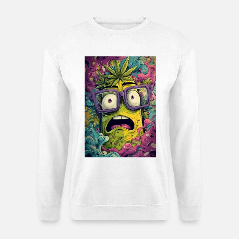 Psychedelic pineapple with glasses - Unisex Sweatshirt - white