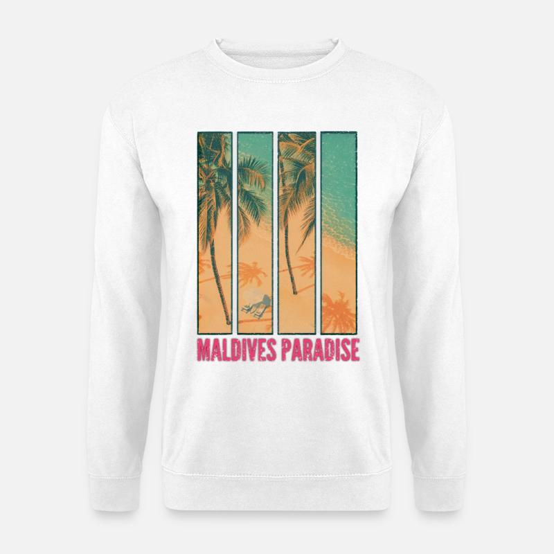 Malediven Paradies – Design Tropical Vintage - Unisex Pullover - Weiß