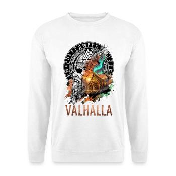 Valhalla Odin Wikinger - Unisex Pullover - Weiß - Vorne - Alina (178cm) & Michal (187cm)