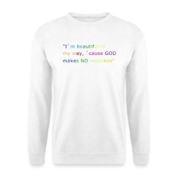 I`m beautiful `cause GOD makes NO mistakes - Unisex Pullover - Weiß - Vorne - Alina (178cm) & Michal (187cm)