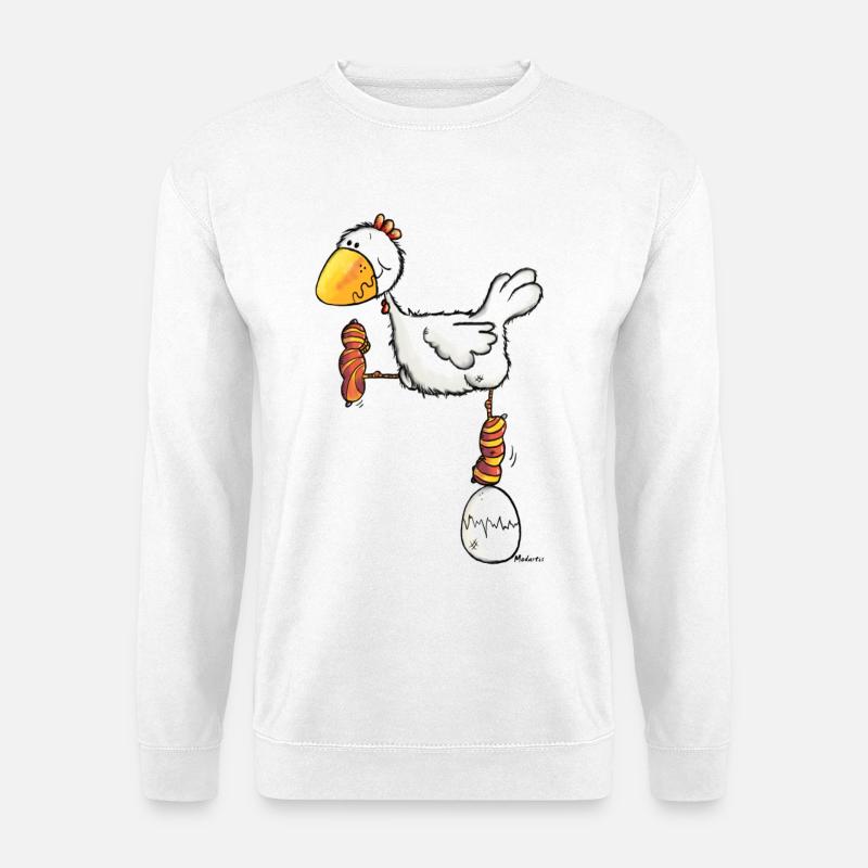 "Eiertanz" - Huhn - Henne - Legehenne - Unisex Pullover - Weiß